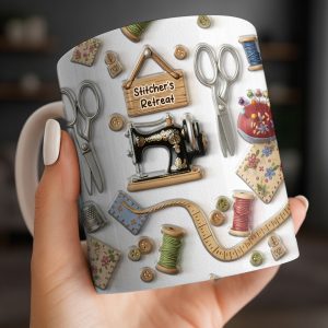 Stitcher's Retreat Sewing Essentials Coffee Mug - Personalized Custom Coffee Mug - HOB019_MG