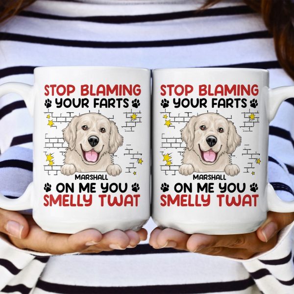 Stop Blaming Your Farts On Me You Smelly Twat Dog Funny - Personalized Mug Stop Blaming Your Farts On Me You Smelly Twat Dog Funny - Personalized Mug
