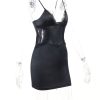 Strap Deep V Lace Backless Mini Dress