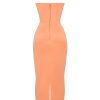 Strapless Corset Ruched Peaked Neck Midi Dress Strapless Corset Ruched Peaked Neck Midi Dress