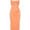 Strapless Corset Ruched Peaked Neck Midi Dress Strapless Corset Ruched Peaked Neck Midi Dress