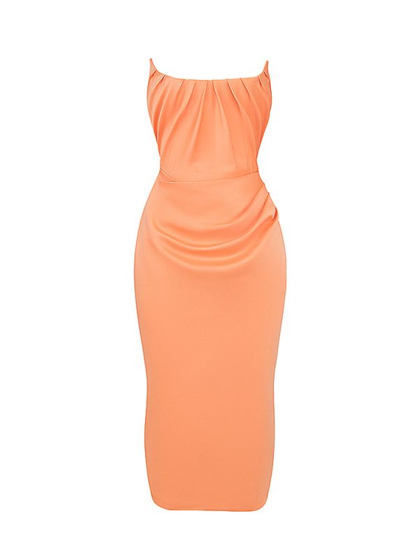 Strapless Corset Ruched Peaked Neck Midi Dress Strapless Corset Ruched Peaked Neck Midi Dress
