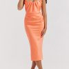 Strapless Corset Ruched Peaked Neck Midi Dress Strapless Corset Ruched Peaked Neck Midi Dress