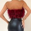 Strapless Women Feather Bandeau Crop Top Strapless Women Feather Bandeau Crop Top