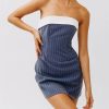 Strapless A-line Layered Neckline Mini Dress Strapless A-line Layered Neckline Mini Dress
