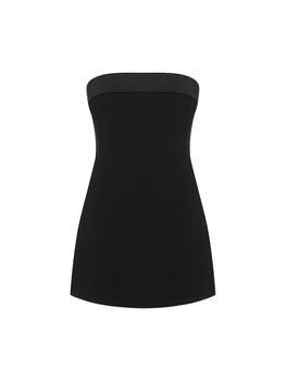 Strapless A-line Layered Neckline Mini Dress Strapless A-line Layered Neckline Mini Dress