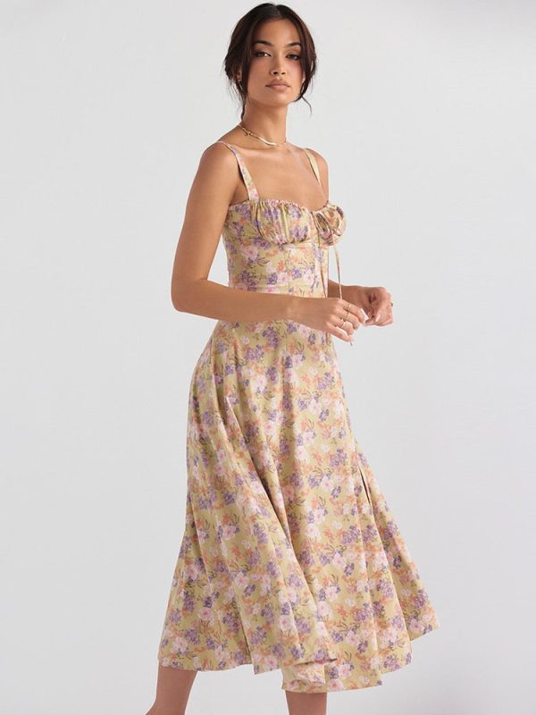 Strappy Back Tie-Up Corset Midi Dress Strappy Back Tie-Up Corset Midi Dress