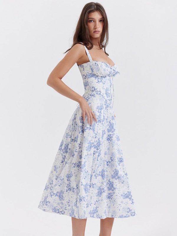 Strappy Back Tie-Up Corset Midi Dress Strappy Back Tie-Up Corset Midi Dress