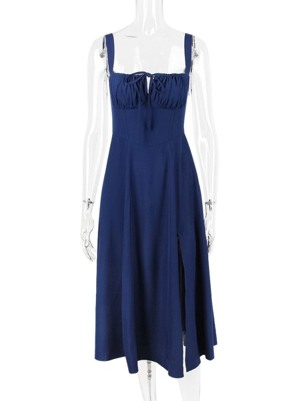 Strappy Back Tie-Up Corset Midi Dress Strappy Back Tie-Up Corset Midi Dress