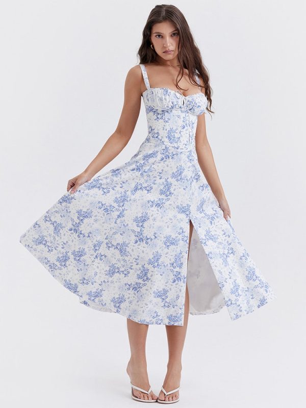Strappy Back Tie-Up Corset Midi Dress Strappy Back Tie-Up Corset Midi Dress