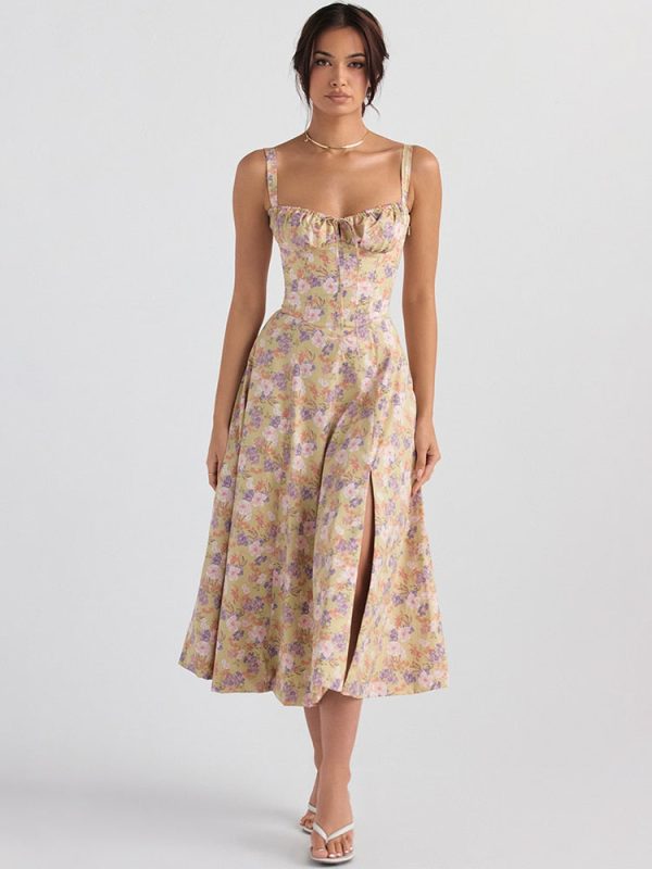 Strappy Back Tie-Up Corset Midi Dress Strappy Back Tie-Up Corset Midi Dress