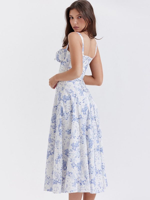 Strappy Back Tie-Up Corset Midi Dress Strappy Back Tie-Up Corset Midi Dress
