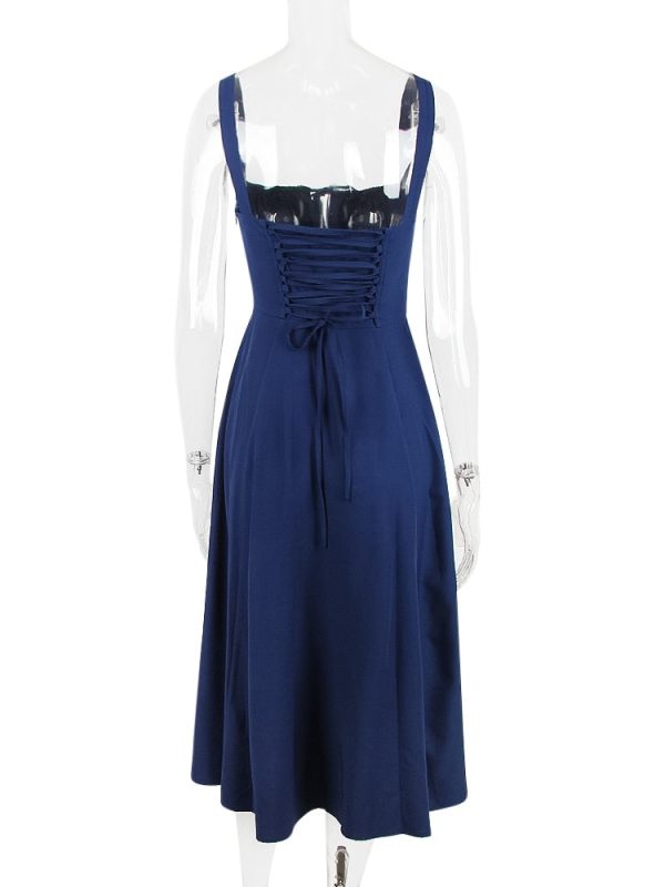 Strappy Back Tie-Up Corset Midi Dress Strappy Back Tie-Up Corset Midi Dress
