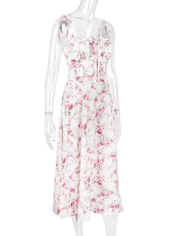 Strappy Back Tie-Up Corset Midi Dress Strappy Back Tie-Up Corset Midi Dress