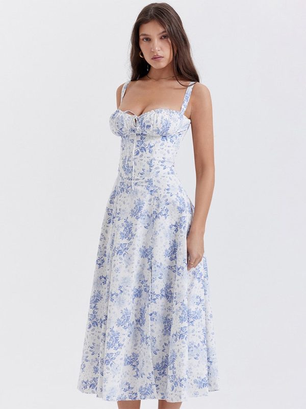 Strappy Back Tie-Up Corset Midi Dress Strappy Back Tie-Up Corset Midi Dress