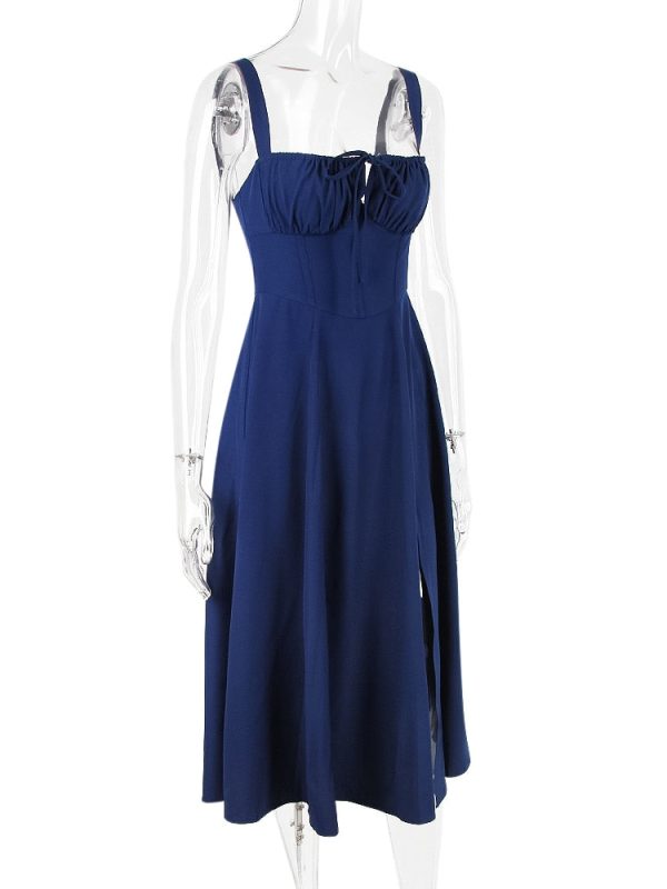 Strappy Back Tie-Up Corset Midi Dress Strappy Back Tie-Up Corset Midi Dress