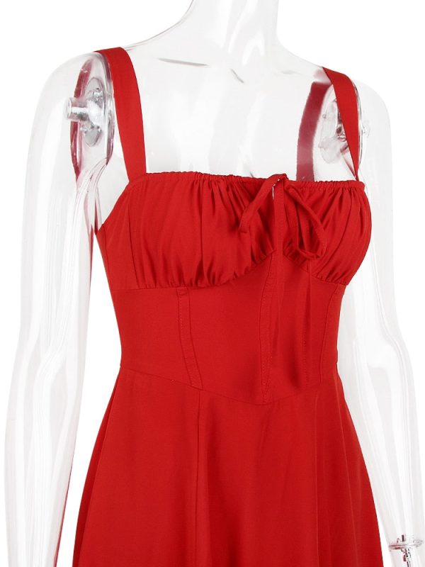 Strappy Back Tie-Up Corset Midi Dress Strappy Back Tie-Up Corset Midi Dress