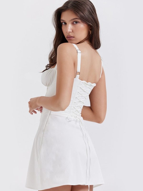 Strappy Corset Back Tie-Up Mini Dress Strappy Corset Back Tie-Up Mini Dress