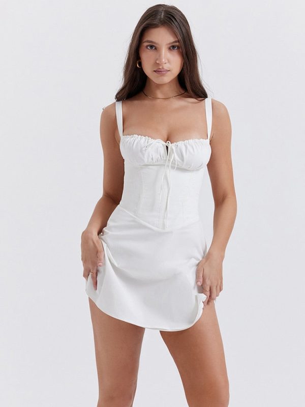 Strappy Corset Back Tie-Up Mini Dress Strappy Corset Back Tie-Up Mini Dress