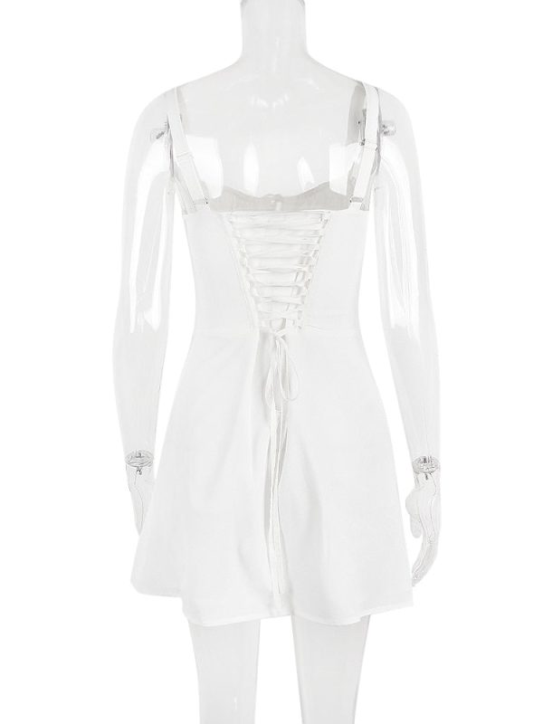 Strappy Corset Back Tie-Up Mini Dress Strappy Corset Back Tie-Up Mini Dress