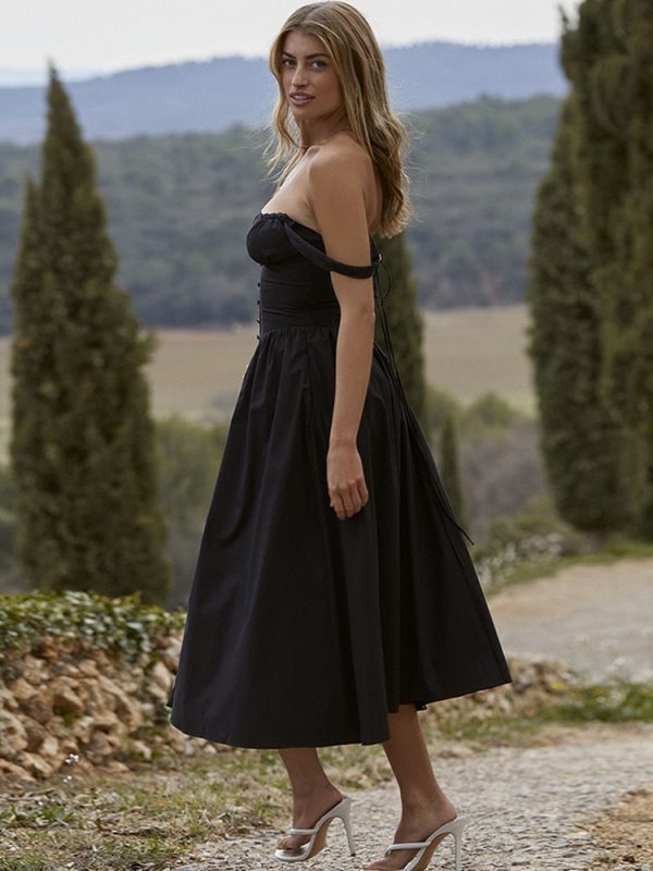 Strappy Corset Flowy Midi Dress With Pocket Strappy Corset Flowy Midi Dress With Pocket