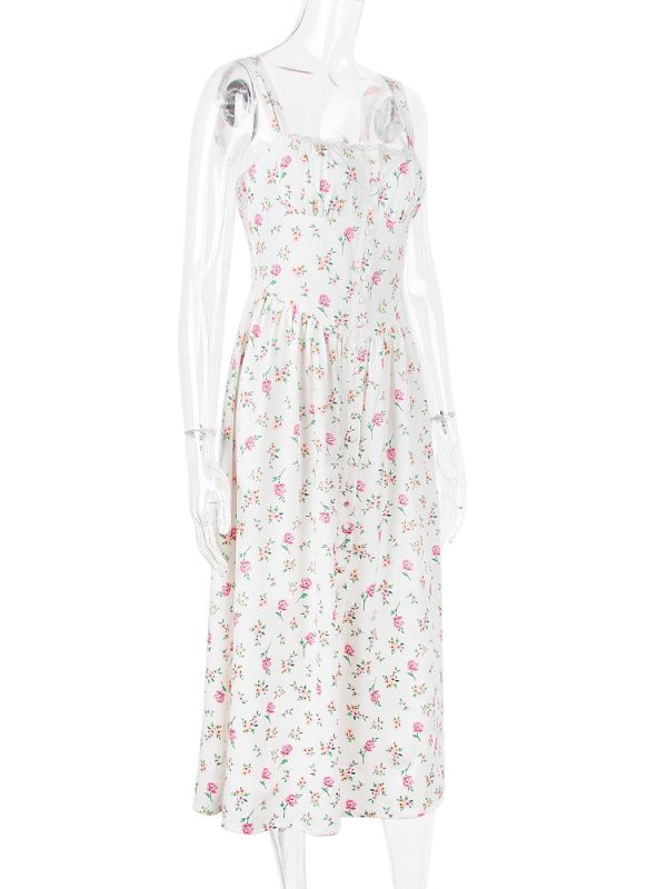 Strappy Corset Flowy Midi Dress With Pocket Strappy Corset Flowy Midi Dress With Pocket