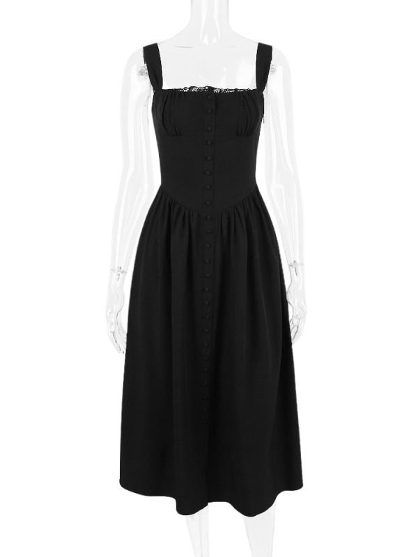 Strappy Corset Flowy Midi Dress With Pocket Strappy Corset Flowy Midi Dress With Pocket