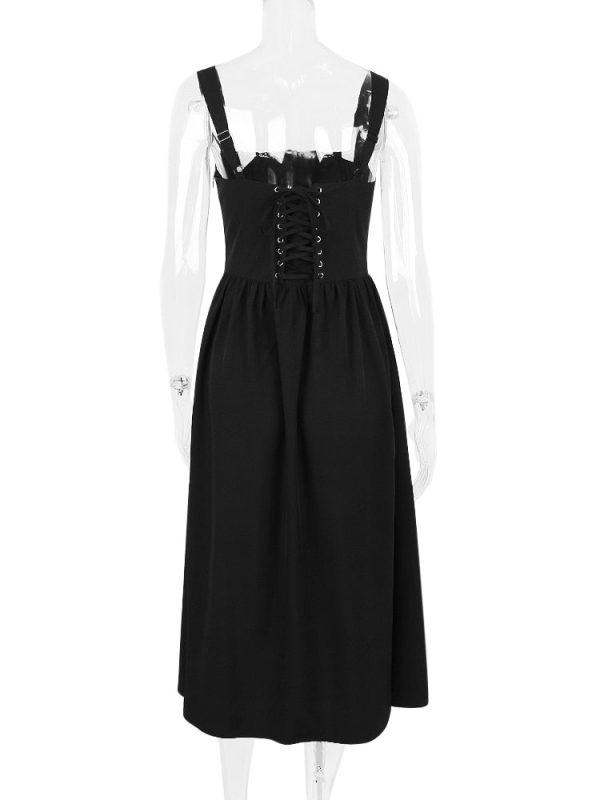 Strappy Corset Flowy Midi Dress With Pocket Strappy Corset Flowy Midi Dress With Pocket
