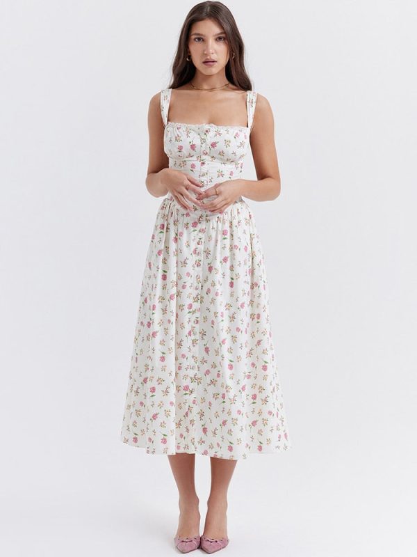Strappy Corset Flowy Midi Dress With Pocket Strappy Corset Flowy Midi Dress With Pocket