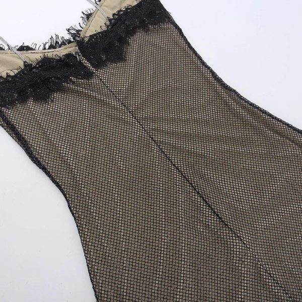 Strappy Mesh Lace Patchwork Mini Sequin Dress