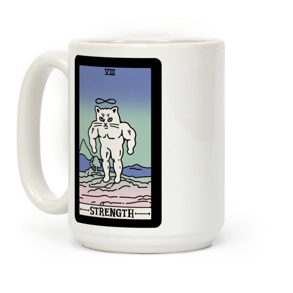 Strength Cat Meme Tarot Card Coffee Mug Strength Cat Meme Tarot Card Coffee Mug
