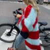 Stripe Long Fuzzy Cardigan Stripe Long Fuzzy Cardigan
