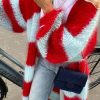 Stripe Long Fuzzy Cardigan Stripe Long Fuzzy Cardigan
