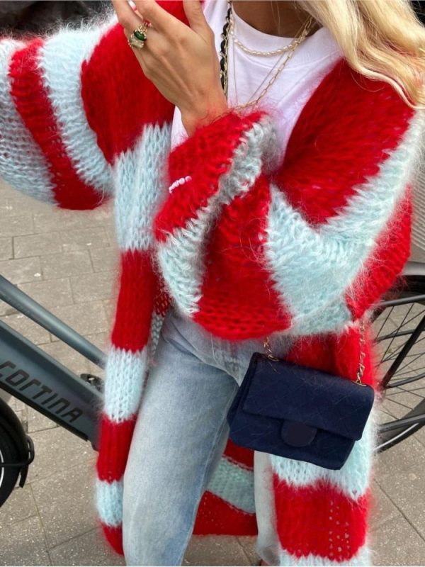 Stripe Long Fuzzy Cardigan Stripe Long Fuzzy Cardigan