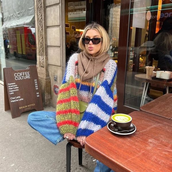 Striped Fuzzy Knit Sweater Striped Fuzzy Knit Sweater