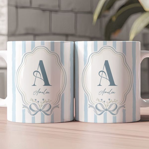 Stripes Monogram Custom Name Mug - Personalized Mug Stripes Monogram Custom Name Mug - Personalized Mug