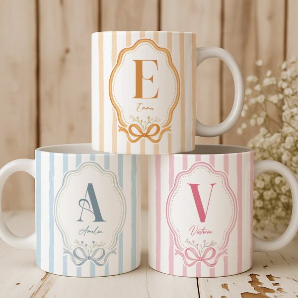 Stripes Monogram Custom Name Mug - Personalized Mug Stripes Monogram Custom Name Mug - Personalized Mug