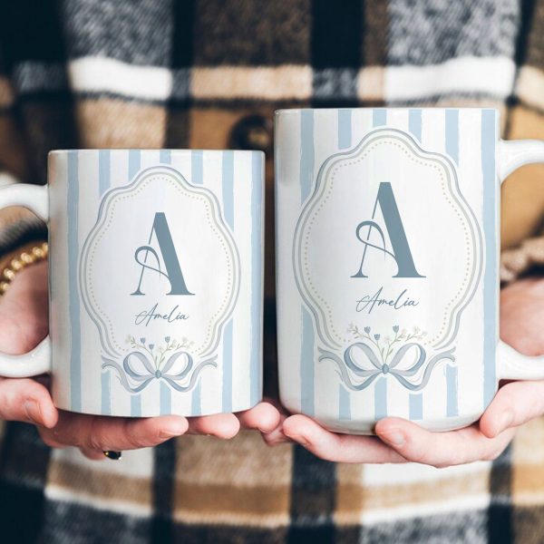 Stripes Monogram Custom Name Mug - Personalized Mug Stripes Monogram Custom Name Mug - Personalized Mug