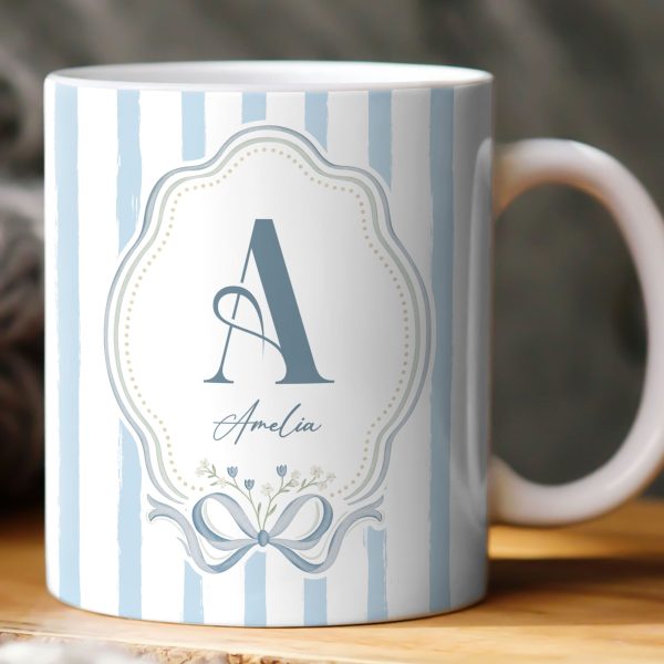 Stripes Monogram Custom Name Mug - Personalized Mug Stripes Monogram Custom Name Mug - Personalized Mug