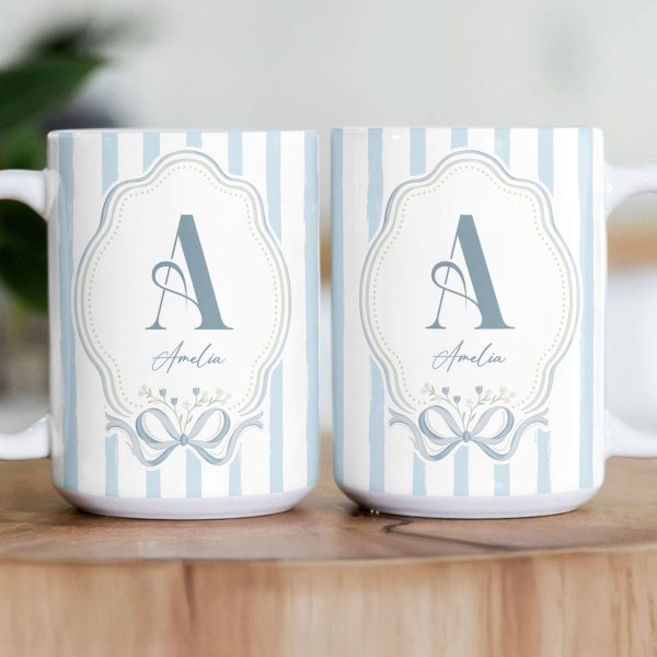 Stripes Monogram Custom Name Mug - Personalized Mug Stripes Monogram Custom Name Mug - Personalized Mug