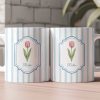 Stripes Mug Birth Month Flower Mug Gift For Her - Personalized Mug