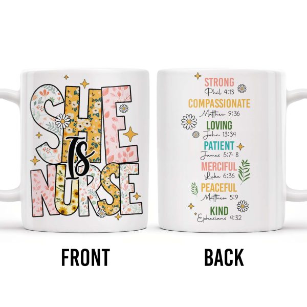 Strong, Compassionate, Loving, Patient, Merciful, Peaceful, Kind, Flowers and Stars - Personalized Custom Coffee Mug - NUR014_MG Strong, Compassionate, Loving, Patient, Merciful, Peaceful, Kind, Flowers and Stars - Personalized Custom Coffee Mug - NUR014_MG