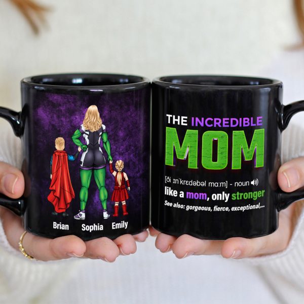 Stronger Mom 05HUDT190423TM Personalized Black Mug Stronger Mom 05HUDT190423TM Personalized Black Mug