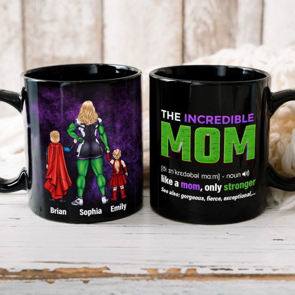 Stronger Mom 05HUDT190423TM Personalized Black Mug Stronger Mom 05HUDT190423TM Personalized Black Mug