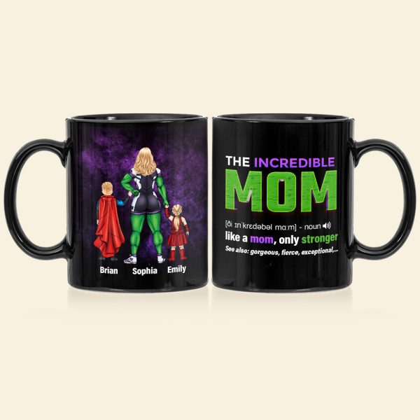 Stronger Mom 05HUDT190423TM Personalized Black Mug Stronger Mom 05HUDT190423TM Personalized Black Mug