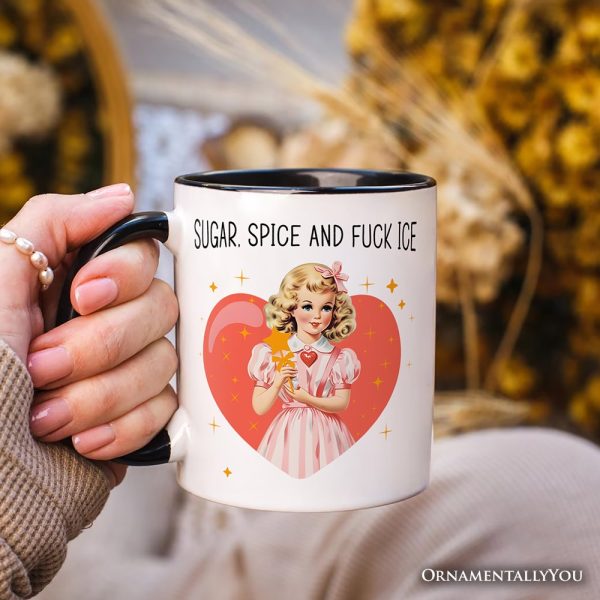 Sugar Spice and Fuck Ice Retro Protest Personalized Mug, Vintage Social Justice Gift with Custom Name Sugar Spice and Fuck Ice Retro Protest Personalized Mug, Vintage Social Justice Gift with Custom Name