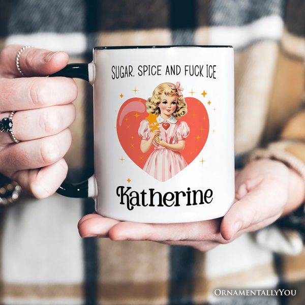 Sugar Spice and Fuck Ice Retro Protest Personalized Mug, Vintage Social Justice Gift with Custom Name Sugar Spice and Fuck Ice Retro Protest Personalized Mug, Vintage Social Justice Gift with Custom Name