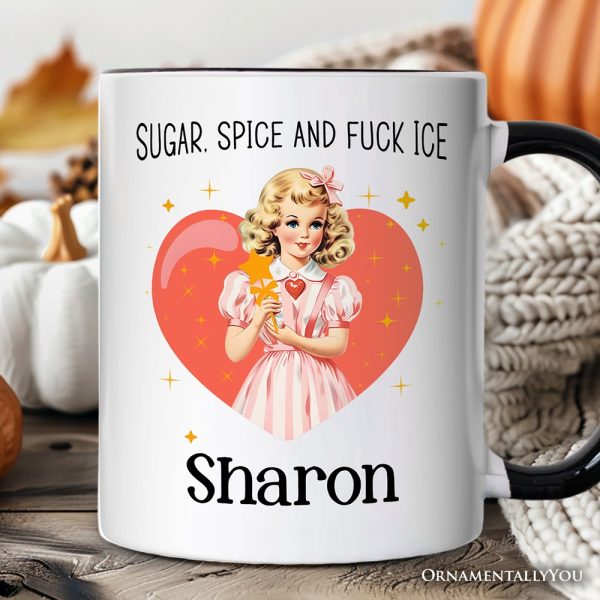Sugar Spice and Fuck Ice Retro Protest Personalized Mug, Vintage Social Justice Gift with Custom Name Sugar Spice and Fuck Ice Retro Protest Personalized Mug, Vintage Social Justice Gift with Custom Name