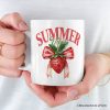 Summer Vibes Strawberry Personalized Mug, White, Seasonal Coquette Gift with Custom Name Summer Vibes Strawberry Personalized Mug, White, Seasonal Coquette Gift with Custom Name