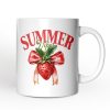 Summer Vibes Strawberry Personalized Mug, White, Seasonal Coquette Gift with Custom Name Summer Vibes Strawberry Personalized Mug, White, Seasonal Coquette Gift with Custom Name